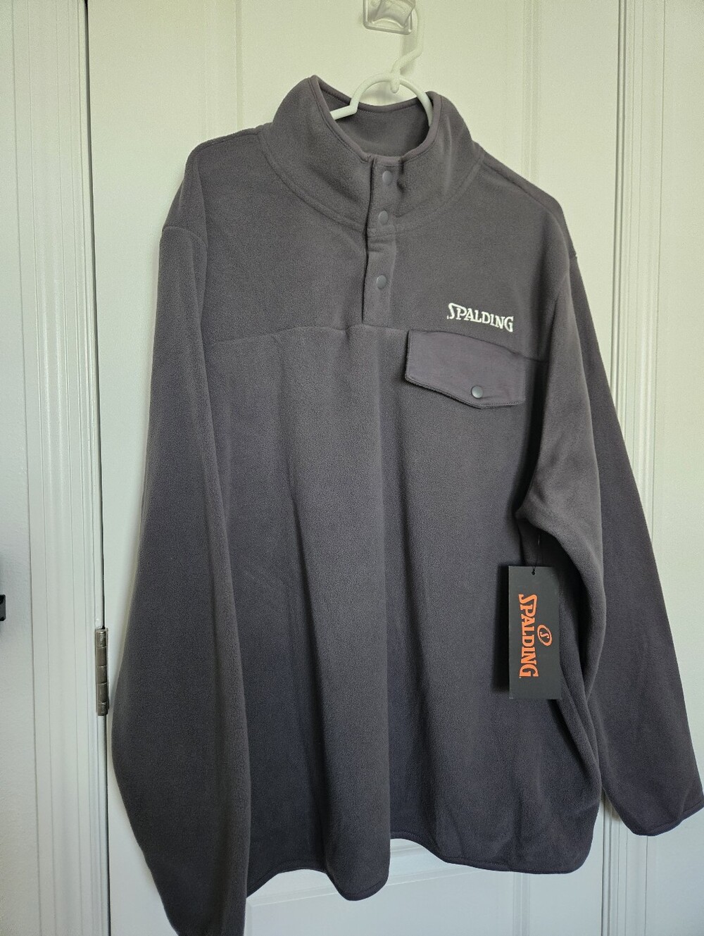 NWT Spalding Men's Fleece Pullover Sweater Charcoal Gray Sizes L Or XL